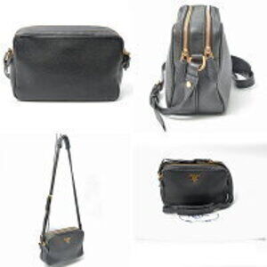 Prada double zipper Dino Vitello closure bag shoulder black